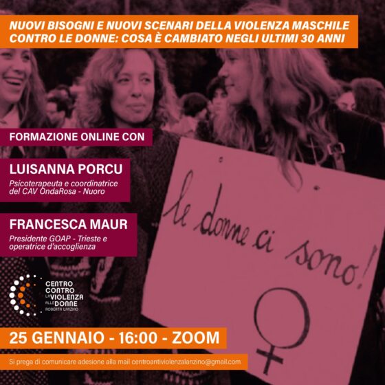 Incontro online del Centro contro violenza donne Roberta Lanzino