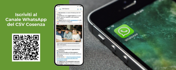 Canale WhatsApp del CSV Cosenza: iscriviti per restare aggiornato