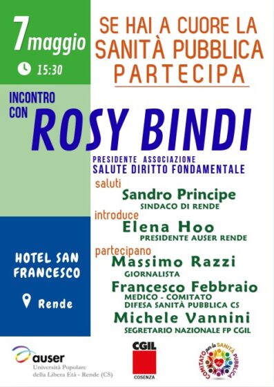 A difesa della sanità. Evento pubblico AUSER con Rosy Bindi