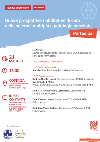 Incontro a Cosenza sulle nuove prospettive riabilitative di cura nella sclerosi multipla