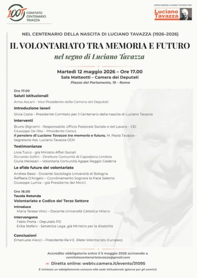 Convegno su volontariato in nome di Tavazza a Roma e online