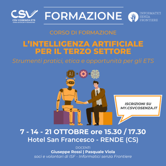 L’Intelligenza Artificiale per il Terzo Settore. Corso di CSV e ISF