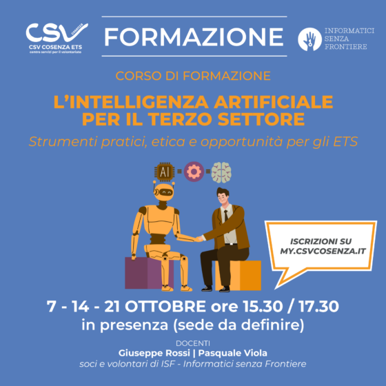 L’Intelligenza Artificiale per il Terzo Settore. Corso di CSV e ISF