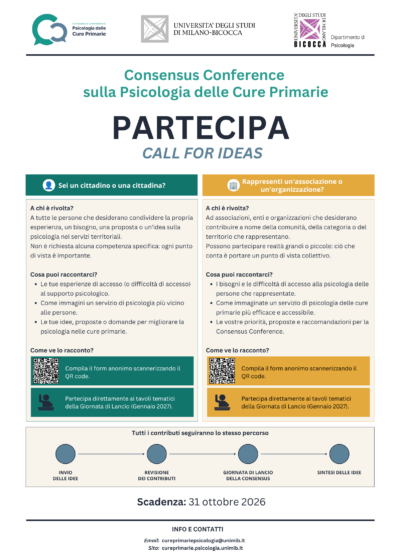 Consensus Conference su Psicologia delle Cure Primarie. Compila il questionario!
