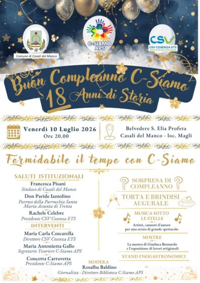 C-Siamo diventa maggiorenne. Un evento per i 18 anni dell’associazione
