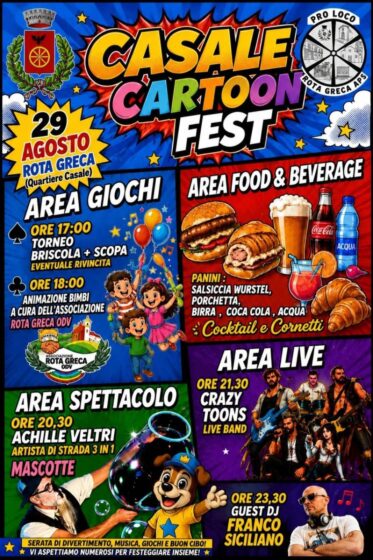 Casale Cartoon Fest: divertimento, musica e spettacolo a Rota Greca