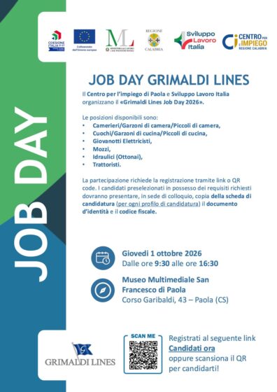 Job day dei Centri per l’Impiego per Grimaldi Lines