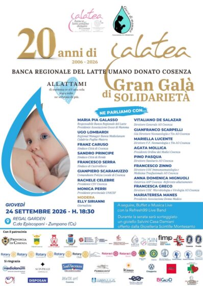 Cosenza. La Banca del latte umano donato Galatea celebra 20 anni