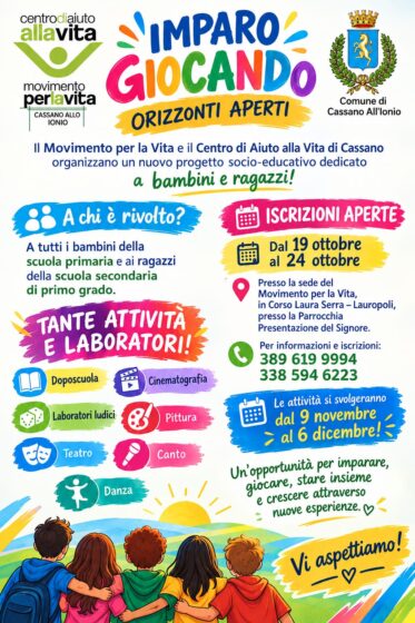 Cassano. Nuovo progetto socioeducativo per bambini e ragazzi