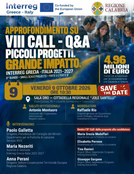 Piccoli progetti, grande impatto. Evento della Regione Calabria